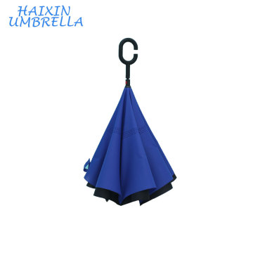 Creativo de lujo de doble capa invertido Chuva moda a prueba de viento Sun Rain hombres 23 &quot;C-Hook manos a prueba de viento paraguas plegable